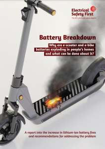Cover picture of a grey scooter with the platform on fire